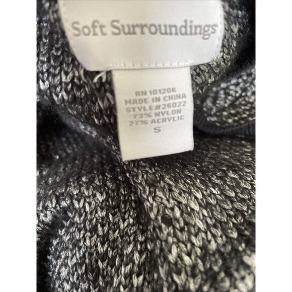 Soft Surroundings‎ Black Marl Open Front Cardigan Sweater Mid Length Pockets S - Picture 5 of 5